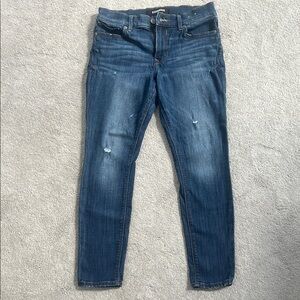 Express Blue Skinny Jeans with Distressed Details